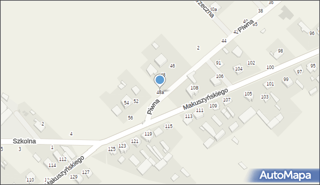 Zawady, Piwna, 48a, mapa Zawady