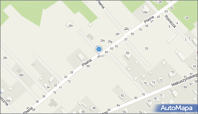 Zawady, Piwna, 67, mapa Zawady