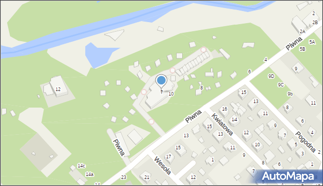 Zawady, Piwna, 7, mapa Zawady