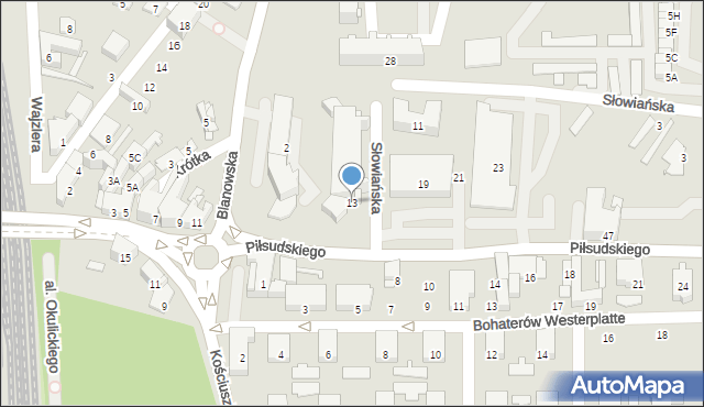 Zawiercie, Piłsudskiego Józefa, marsz., 13, mapa Zawiercie
