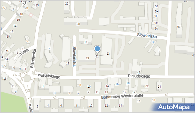 Zawiercie, Piłsudskiego Józefa, marsz., 21, mapa Zawiercie