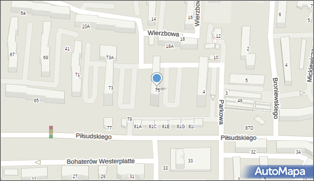 Zawiercie, Piłsudskiego Józefa, marsz., 75, mapa Zawiercie