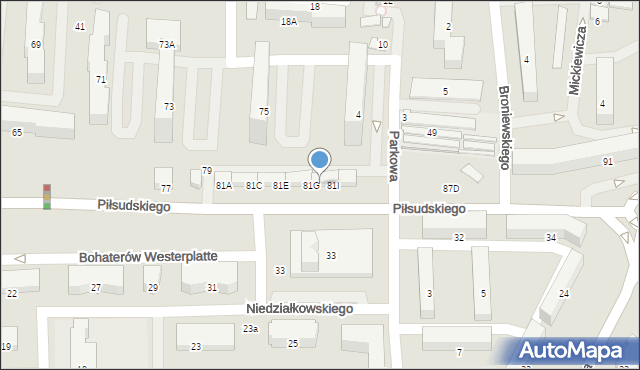 Zawiercie, Piłsudskiego Józefa, marsz., 81H, mapa Zawiercie