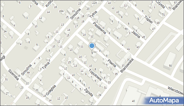 Zawiercie, Piwna, 9, mapa Zawiercie