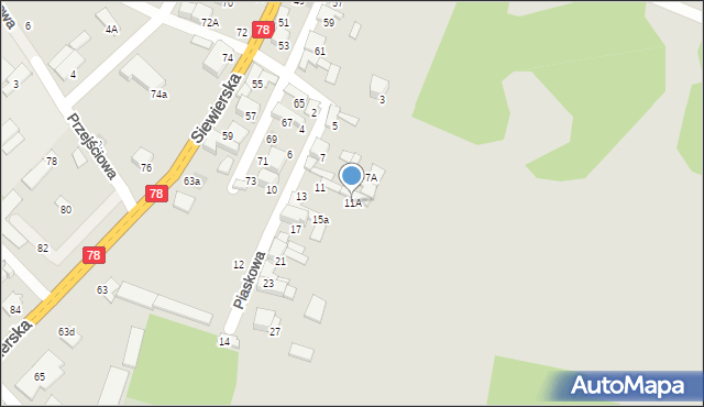 Zawiercie, Piaskowa, 11A, mapa Zawiercie