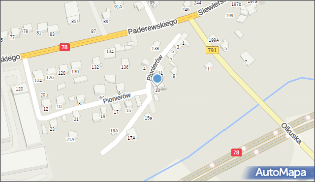 Zawiercie, Pionierów, 13, mapa Zawiercie