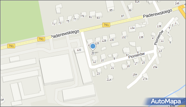 Zawiercie, Pionierów, 20, mapa Zawiercie