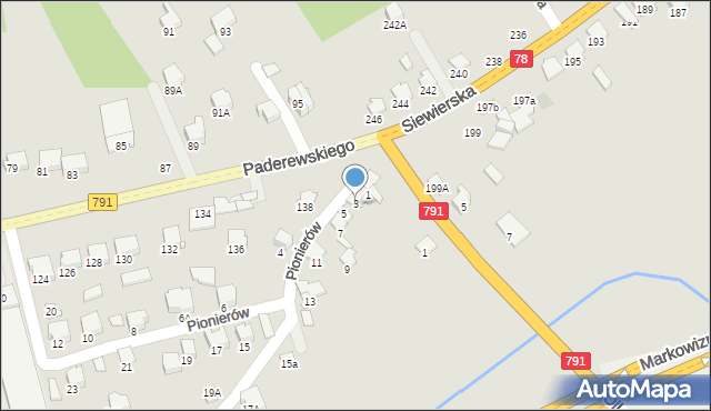 Zawiercie, Pionierów, 3, mapa Zawiercie