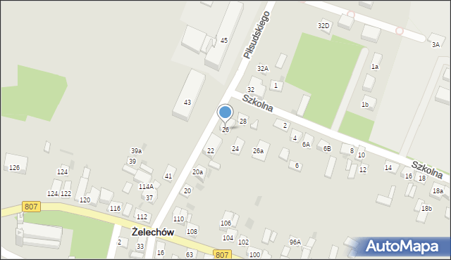 Żelechów, Piłsudskiego Józefa, marsz., 26, mapa Żelechów