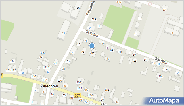 Żelechów, Piłsudskiego Józefa, marsz., 26a, mapa Żelechów