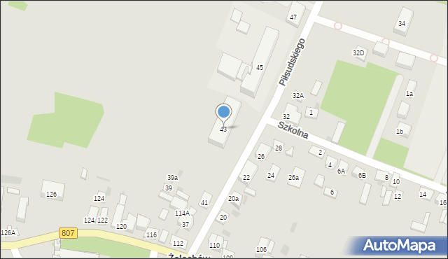 Żelechów, Piłsudskiego Józefa, marsz., 43, mapa Żelechów