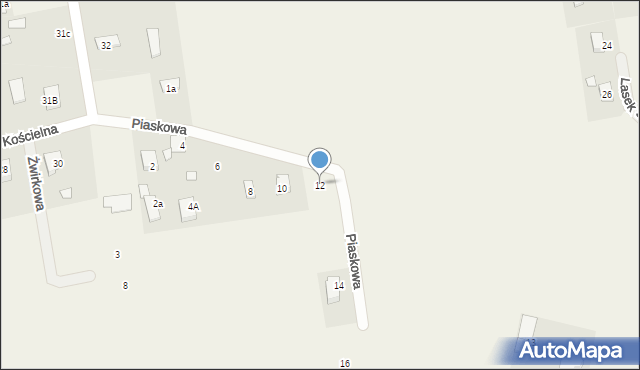 Żelechów, Piaskowa, 12, mapa Żelechów