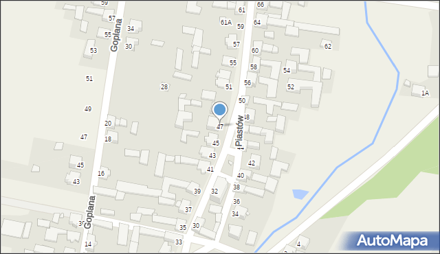 Żelisławice, Piastów, 47, mapa Żelisławice