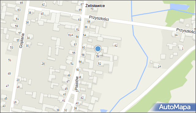 Żelisławice, Piastów, 54, mapa Żelisławice