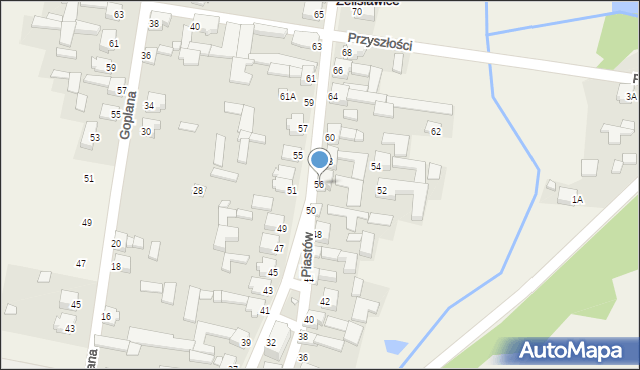 Żelisławice, Piastów, 56, mapa Żelisławice