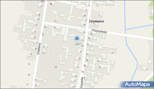 Żelisławice, Piastów, 61A, mapa Żelisławice
