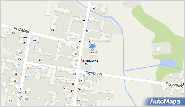 Żelisławice, Piastów, 72, mapa Żelisławice