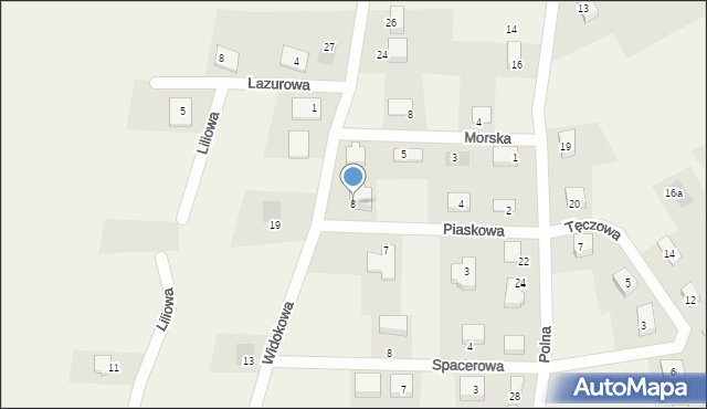 Żelistrzewo, Piaskowa, 8, mapa Żelistrzewo