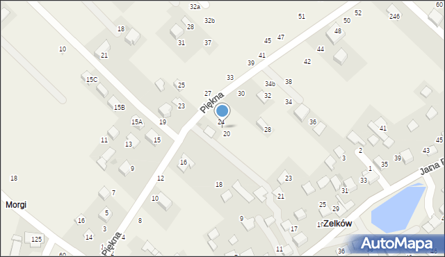 Zelków, Piękna, 22, mapa Zelków