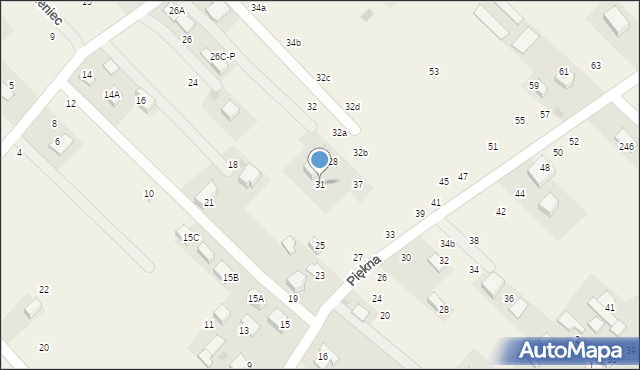 Zelków, Piękna, 31, mapa Zelków
