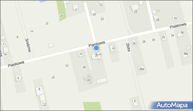 Żelków-Kolonia, Piaskowa, 20, mapa Żelków-Kolonia