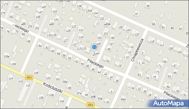 Zelów, Pileckiego Witolda, płk., 107, mapa Zelów