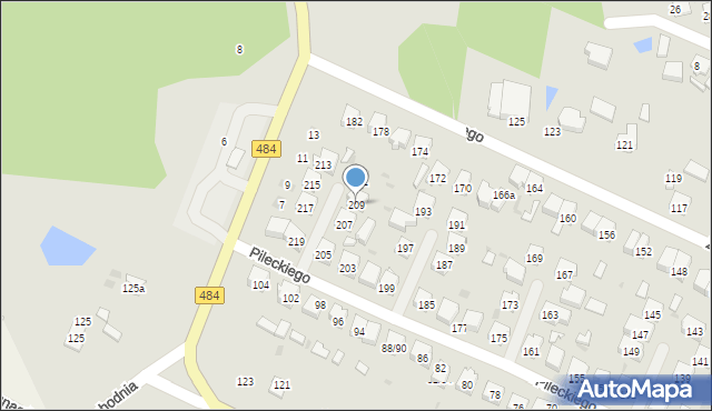 Zelów, Pileckiego Witolda, płk., 209, mapa Zelów