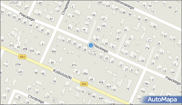 Zelów, Pileckiego Witolda, płk., 24, mapa Zelów