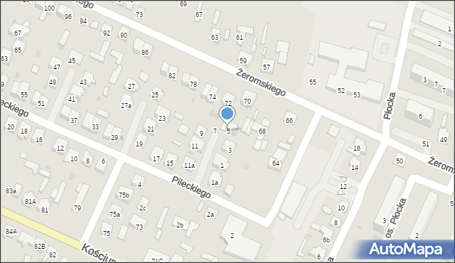 Zelów, Pileckiego Witolda, płk., 5, mapa Zelów