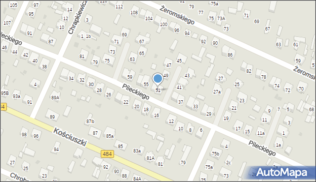 Zelów, Pileckiego Witolda, płk., 51, mapa Zelów