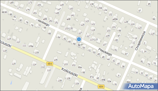 Zelów, Pileckiego Witolda, płk., 56, mapa Zelów