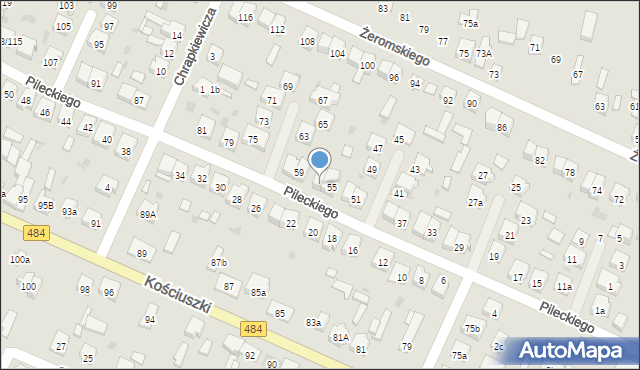 Zelów, Pileckiego Witolda, płk., 57, mapa Zelów