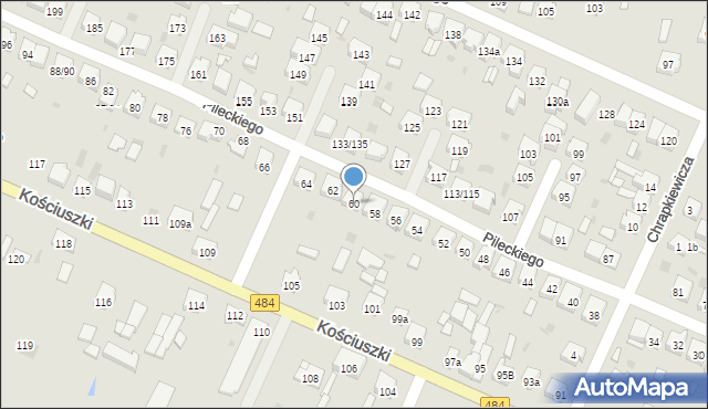 Zelów, Pileckiego Witolda, płk., 60, mapa Zelów