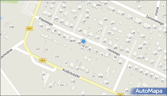 Zelów, Pileckiego Witolda, płk., 82/84, mapa Zelów
