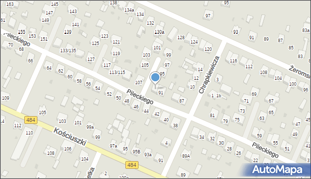 Zelów, Pileckiego Witolda, płk., 93, mapa Zelów