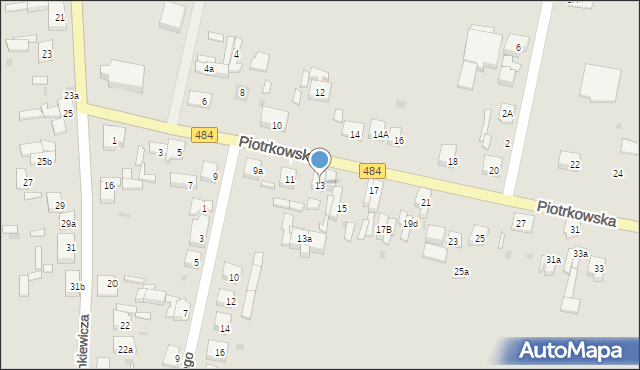 Zelów, Piotrkowska, 13, mapa Zelów