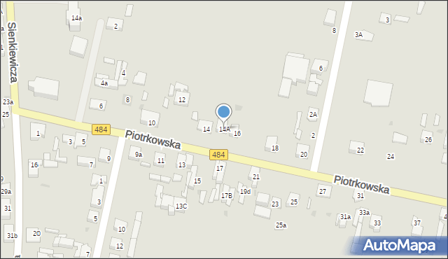 Zelów, Piotrkowska, 14A, mapa Zelów