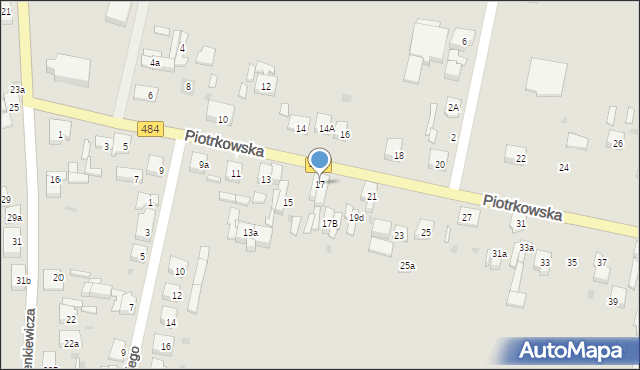 Zelów, Piotrkowska, 17, mapa Zelów
