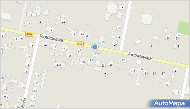 Zelów, Piotrkowska, 21, mapa Zelów