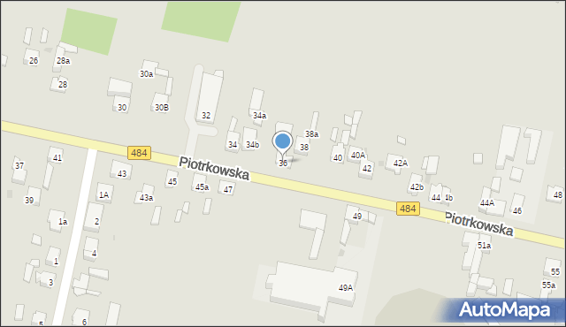 Zelów, Piotrkowska, 36, mapa Zelów