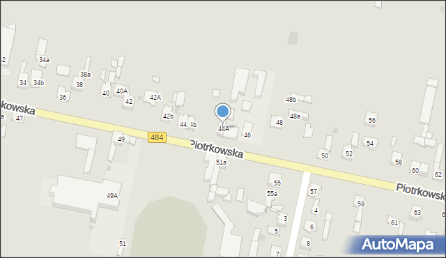 Zelów, Piotrkowska, 44A, mapa Zelów