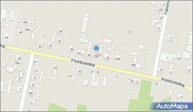 Zelów, Piotrkowska, 62a, mapa Zelów