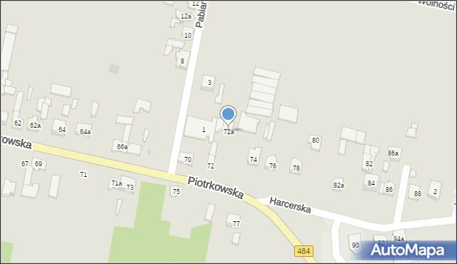 Zelów, Piotrkowska, 72a, mapa Zelów