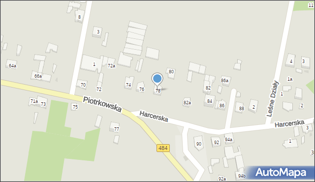 Zelów, Piotrkowska, 78, mapa Zelów