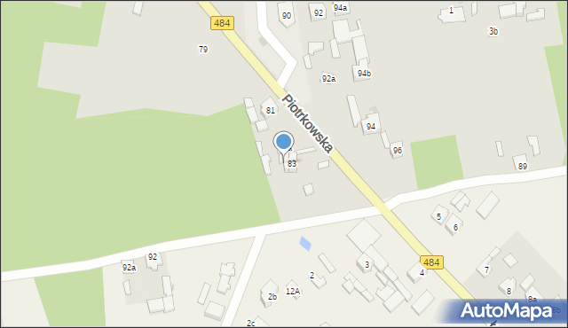 Zelów, Piotrkowska, 83a, mapa Zelów