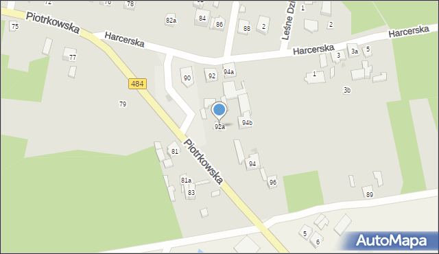 Zelów, Piotrkowska, 92a, mapa Zelów
