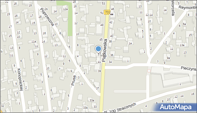 Zgierz, Piątkowska, 43a, mapa Zgierz