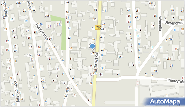 Zgierz, Piątkowska, 45, mapa Zgierz