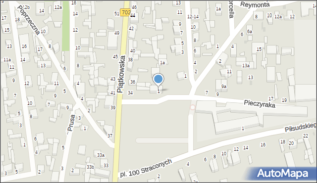 Zgierz, Pieczyraka Stanisława, 1, mapa Zgierz