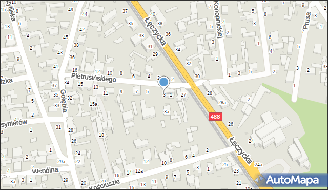 Zgierz, Pietrusińskiego Jana, 3, mapa Zgierz